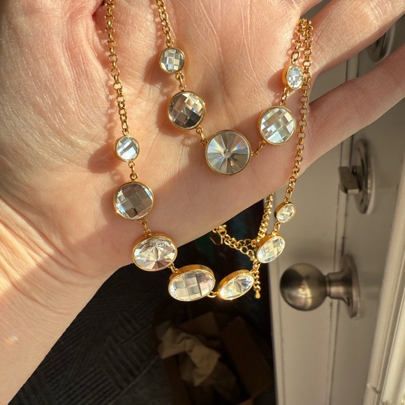 Touchstone Crystal Jewelry - Touchstone Crystal Gold Necklace with Silver Accents